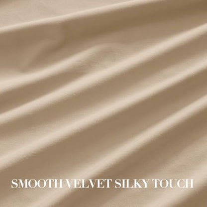NICETOWN Beige Velvet Curtains 108 inch Long, 52" W x 108" L, 2 Panels - color: Beige, size: 52"W x 108"L (Pack of 2)
