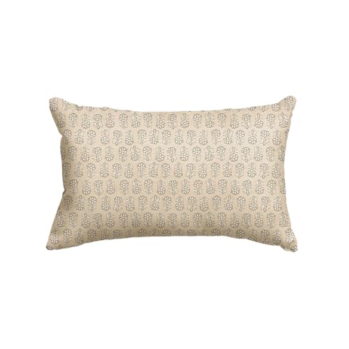 AVOIN colorlife Vintage Floral Boho Throw Pillow Cover, 12 x 20 Inch Modern Farmhouse Bohemia Flowers Ivory Beige Cushion Case Decoration for Sofa Couch Living Room Bedroom Decor - color: Ivory Beige, size: 20" x 12" (Pack of 1)