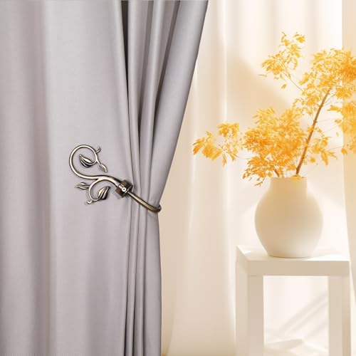 SUQ I OME Leaf Shaped Curtain Holdbacks, Bronze, 1 Pair - color: Bronze