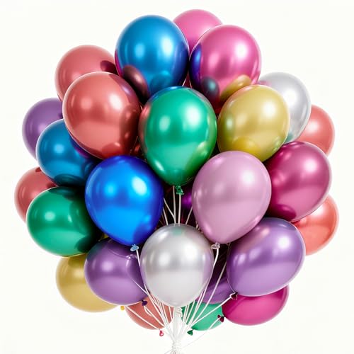 PartyWoo Metallic Balloons 66pcs 12 Inch Metallic Multicolor Balloons - color: Multi-3324