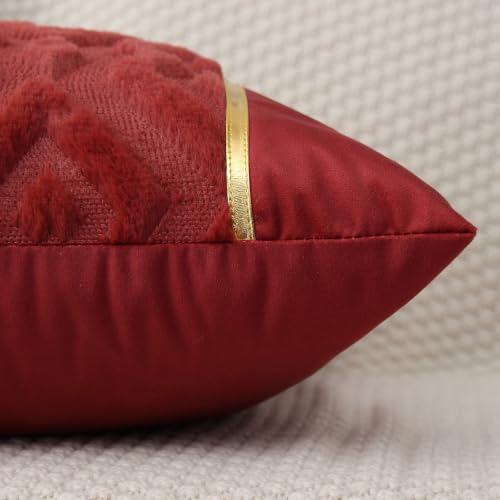 Luxury Patchwork Tufted Throw Pillow Cover 20x20 Inch Set of 2 - color: Claret, size: 20" x 20" (Pack of 2)