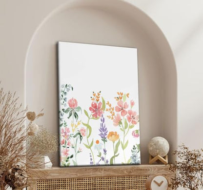 Watercolor Wildflower Canvas Wall Art, 3 Piece Gallery Wrapped Set, 12x16 - color: Plant flowers-1, size: 12x16 inch