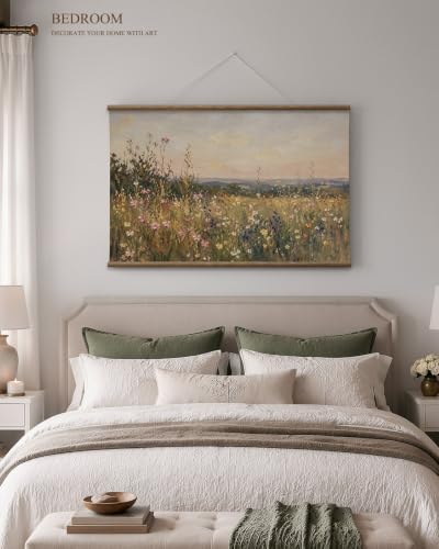 ARPEOTCY Extra Large Framed Wall Art, Wildflower Meadow Art Print, 36x54In - color: Wildflower Meadow