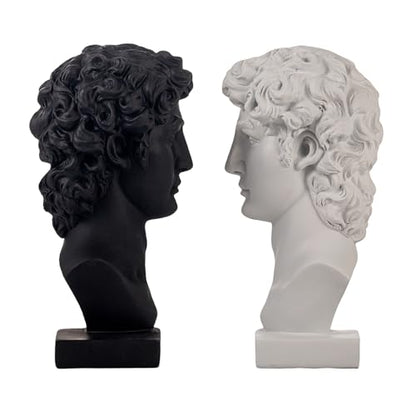 Lukitas David Decorative Bookends, Half-and-Half Book Ends, B&W‌ 9.5'' - color: David - Bk&wh