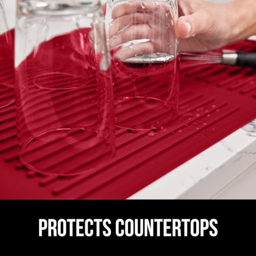 GORILLA GRIP Patented BPA-Free Silicone Dish Drying Mat, 18x16, Red - color: Red, size: 18" x 16", style: Silicone