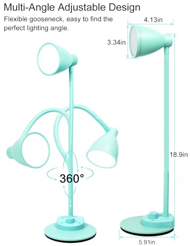 BOHON LED Desk Lamp with USB Charging Port, 3 Color Modes Dimmable, Teal - color: Teal
