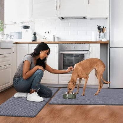 Kitchen Mat 2PCS Kitchen Rugs Cushioned Anti-Fatigue Rug Standing Desk Mat - color: Light Grey, size: 59"L x 17.3"W x 0.5"Th