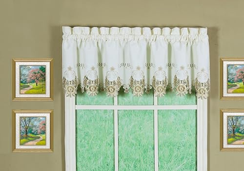 Today's Curtain Verona Reverse Embroidery Valance, 14", Ecru/Antique, 60" W X 14" L - color: Ecru/Antique, size: 60"W x 14"L (Pack of 1)