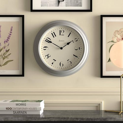 JONES CLOCKS® Fenchurch wall Clock | Large Classic Clock | 16" | Posh Gray - color: Posh Grey