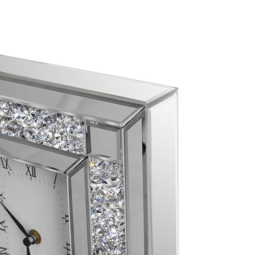 SHYFOY Mirrored Desk Clock,13x12 Luxury Silent Table Clock - color: Silver, size: 13x12INCH