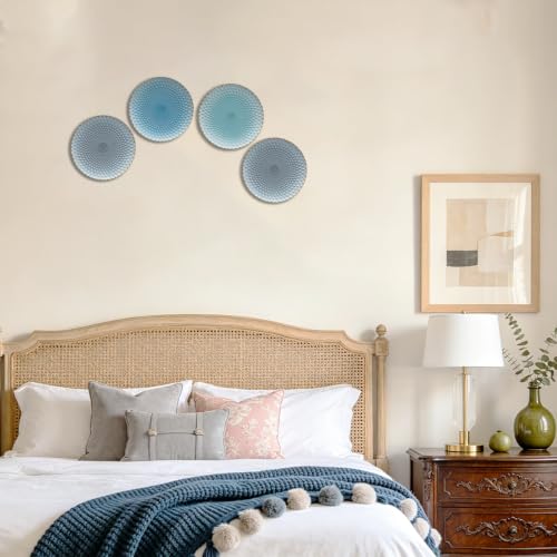 Novbvia Metal Flower Wall Sculpture Decor, 9.8'' Grey Round Embossed Art - color: C-Grey