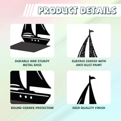 Peacoblue 5.3"x4.3"x7.1" Metal Bookends, Heavy Duty Book Ends for Shelves - style: Sailboat
