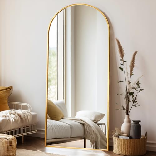 Rowjut Large 71"x30" Arched Full Length Mirror, Gold Mirrors Full Length Floor Mirror Standing for Bedroom, Living Room, Wall Mounted & Full Body Mirror Hanging or Leaning(Gold) - color: Gold, size: 71"L x 30"W