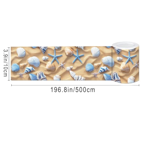 IVN Wallpaper Border Peel and Stick Wall Beach Starfish Seashell 4x196 Inch - color: Beach Starfish Seashell