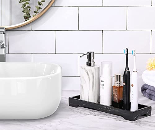 Luxspire Marble Tray for Soap Dispenser Perfume Jewelry, S, Ink Black - color: A - Ink, style: Small