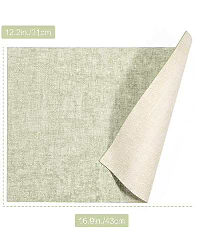 SUEH DESIGN Leather Placemats Table Mats Set of 6, Light Green & Beige - color: A: Light Green & Beige
