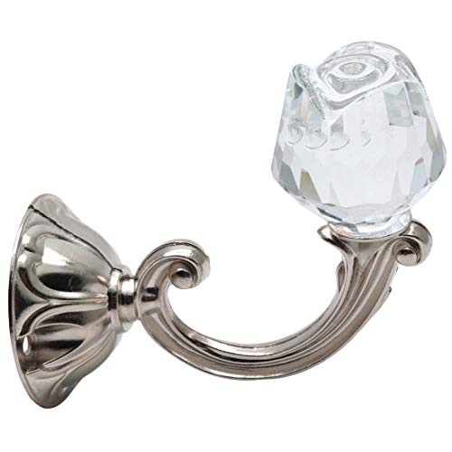 Xiaoyztan 2Pcs Silver Crystal Rose Curtain Tiebacks Wall Hooks - color: Silver