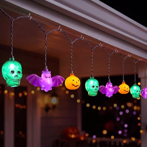 8.5FT Halloween String Lights with 10 LED Dropping Pumpkin/Skull/Bat Lights - color: Dropping Pumpkin/Sull/Bat Lights