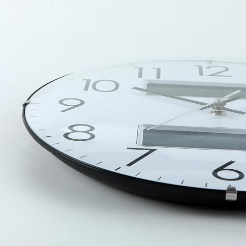 Nbdeal 13-Inch Analog Silent Wall Clock with Calendar Temperature & Humidity (White) - color: White