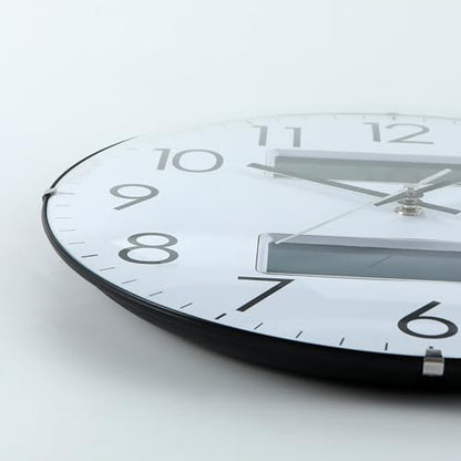 Nbdeal 13-Inch Analog Silent Wall Clock with Calendar Temperature & Humidity (White) - color: White