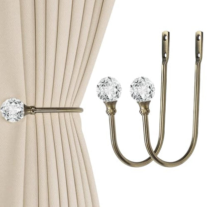 Groleca U Shaped Metal Curtain Holdbacks, Curtain Tiebacks, Antique Brass - color: Antique Brass