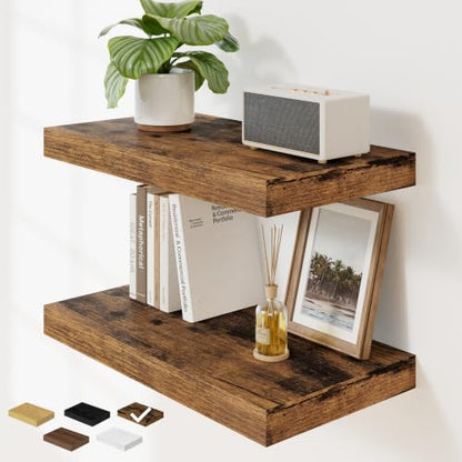 RICHFOCUS 24" Bathroom Floating Shelves for Wall 2Pack|Rustic Brown - color: Rustic Brown, size: 24"L x 11.6"D, Set of 2