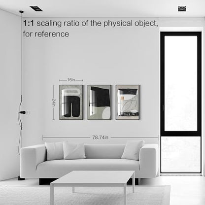 QKF 3Pcs Black Gray Abstract Textured Crystal Framed Canvas Wall Art Set - color: Black, White, Gray, Light Green, size: 16" X 24" X 3 pieces