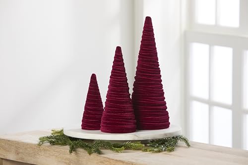 Your Heart's Content Set of 3 Burgundy Velvet Trees (Burgundy) - color: Burgundy