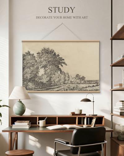 VIYYIEA Extra Large Canvas Wall Art - Country Landscape Sketch, 36x54 In - color: Old Grove
