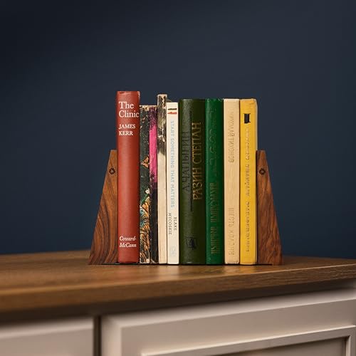 TILISMA Wooden Bookends with Metal Base | Slick, Smart Design