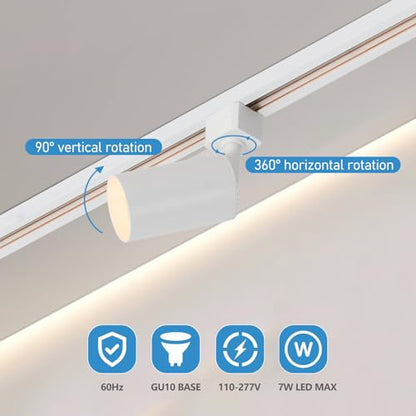 Plug in Track Lighting with Power Cord, 4-Light GU10 Track Lighting Kit with Track Rail, Modern Kitchen LED Track Lighting Fixtures Ceiling Wall Spot Light, 13FT Plug Cord, White (No Bulbs)
