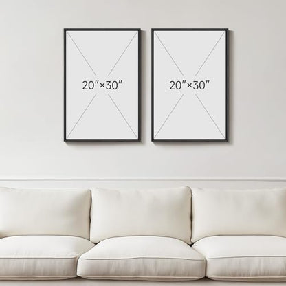 Large Framed Modern Beige Brown Abstract Canvas Wall Art Set of 2, 20x30 In - color: Fluid Shapes, size: 20" W x 30" H x 2Pcs