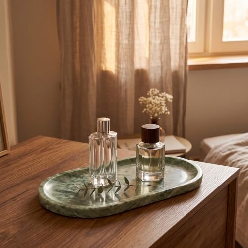 YKAJO Cloud Jade Oval Marble Tray, 11.8x5.9 Vanity Perfume Organizer Dish - color: Cloud Jade, size: 11.8" x 5.9" x 0.6"