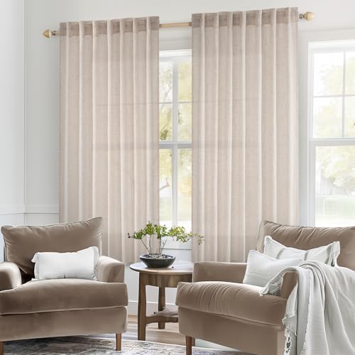 MIULEE Natural White Linen Curtains 52x60 Inch Length 2 Panels for Bedroom - color: Natural Linen White, size: 52"W x 60"L (Pack of 2)