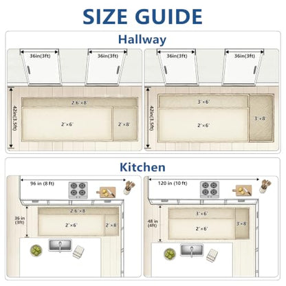 2.6x8 ft Wide Rug Runners for Hallways Non Slip, Kitchen Runner Rug, Blue - color: Abstract-blue, size: 2'7" x 8' (Runner)