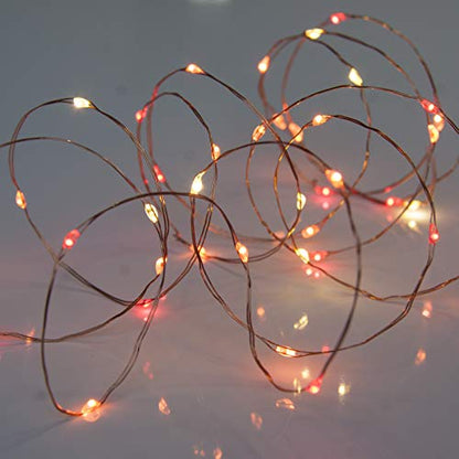 QBIS Battery Operated Halloween Lights, 40 LEDs, Red Orange Yellow, 6.5ft - size: 1PK-40 Red,Orange,Yellow