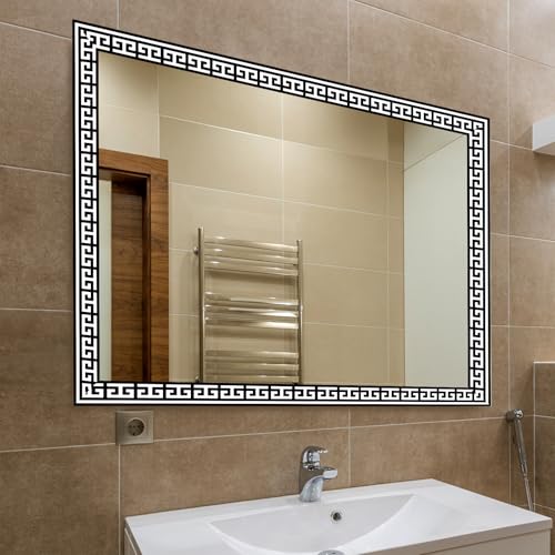 Greek Key Mirror Border Peel and Stick Black White Wallpaper Trim - color: Black/White, size: 3.9" x 393.7"