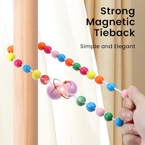 KLOGTSIND Magnetic Curtain Tiebacks, 2 Pack Wood Bead Curtain Holdbacks - color: Multicolor