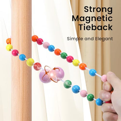 KLOGTSIND Magnetic Curtain Tiebacks, 2 Pack Wood Bead Curtain Holdbacks - color: Multicolor
