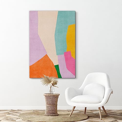 SIGNFORD Canvas Print Wall Art Mid-Century Polygon Collage Abstract Geometric Illustrations Graffiti & Street Art Modern Art Decorative Multicolor Minimalism for Bedroom - 16"x24" - color: B04-2307-irs12, size: 16" x 24"