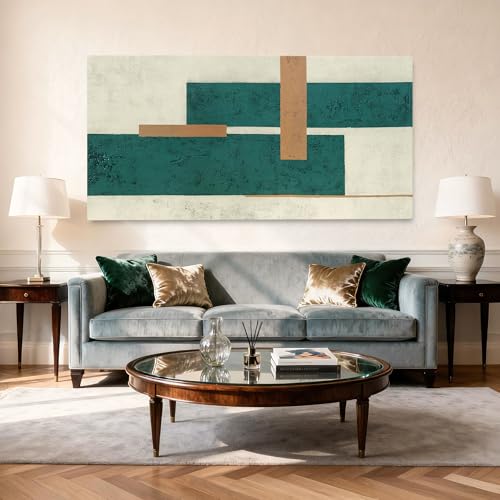 YETHEN WAL Mid Century Geometric Wall Art Modern Canvas Prints Large Green Aesthetic Art Prints for Bedroom Entryway Living Room 29x58 Inch - color: Green and Beige, size: 58"L x 29"W