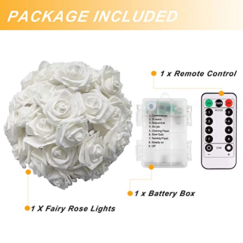echosari Rose Fairy Lights Battery Operated 15Ft Warm White - color: Warm White, size: Rose