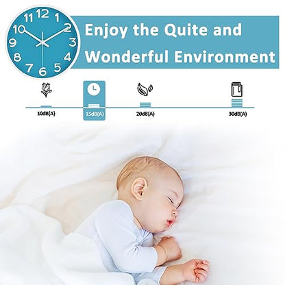HIPPIH 10 Inch Wall Clock, 2Pack Silent Non Ticking Battery Operated Clocks - color: Blue, size: 10 inches