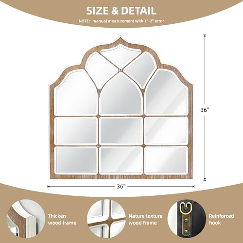 36x36 Inch Window Pane Wall Mirror, Farmhouse Gothic Arched Mirror - color: H - Window - 36x36 in