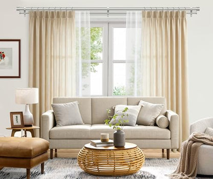 TONIAL 1 Inch Double Curtain Rods for Windows, 36 to 72 Inch, Silver - color: Silver, size: 36-72"
