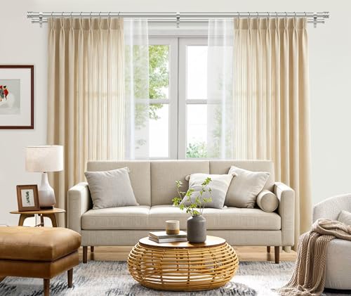 TONIAL 1 Inch Double Curtain Rods for Windows, 72 to 144 Inch, Silver - color: Silver, size: 72-144"