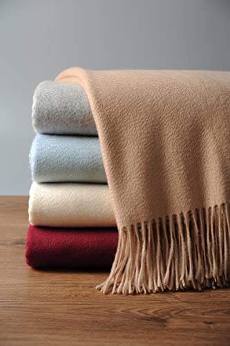 EP Mode 100% Pure Cashmere Throw Blanket for Sofa, Rugby Tan - color: Rugby Tan