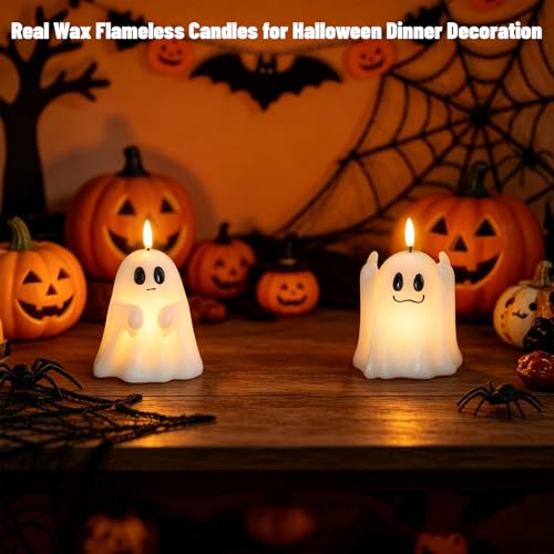 Wondise Spooky Ghost Halloween Flameless Candles with 6hrs Timer - color: 3-White