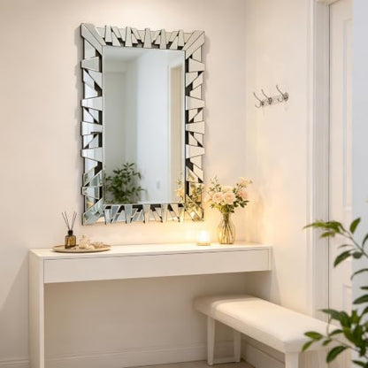 40" x 28" Large Wall Mirror with Glass Frame for Living Room - size: 40"L x 28"W