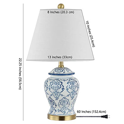 JONATHAN Y Juliana Chinoiserie 세라믹 항아리 테이블 램프 56.52cm, 블루/화이트